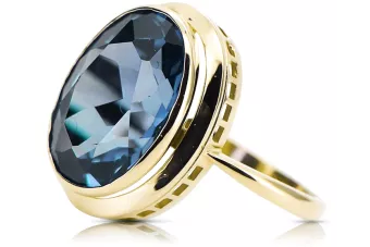 Vintage Inel Acvamarin Aur galben 14K vrc285y